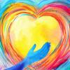 An abstract image of a person holding a heart