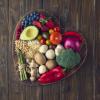 Healthy foods on a heart-shaped platter