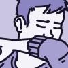 Illustration of a young person coughing into their elbow Illustration of a young person coughing into their elbow
