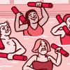Illustration of a group of adults doing water aerobics Illustration of a group of adults doing water aerobics