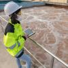 Environmental engineer at a wastewater treatment plant Environmental engineer at a wastewater treatment plant