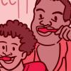 Illustration of a father and son brushing their teeth together in the bathroom mirror Illustration of a father and son brushing their teeth together in the bathroom mirror