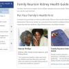 Screenshot of the Family Reunion Kidney Health Guide website.