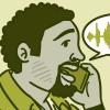 Illustration of a person talking on their cell phone showing a speech bubble with sound waves.