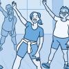 Illustration of a group Zumba class.