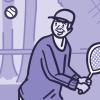 Illustration of a person playing tennis.