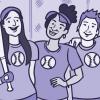 Illustration of a group of friends playing softball posing for a team photo Illustration of a group of friends playing softball posing for a team photo.
