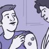 Illustration of a man showing a fungal infection to a doctor Illustration of a man showing a fungal infection to a doctor.