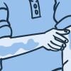 Illustration of a man looking at a rash on his arms.