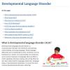 Screenshot of the Development Language Disorder website.