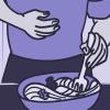 Illustration of man holding his stomach in pain while eating a bowl of pasta.