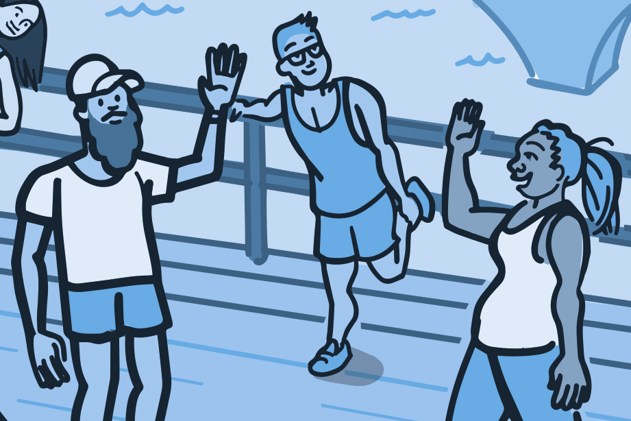Illustration of a group of people exercising outdoors