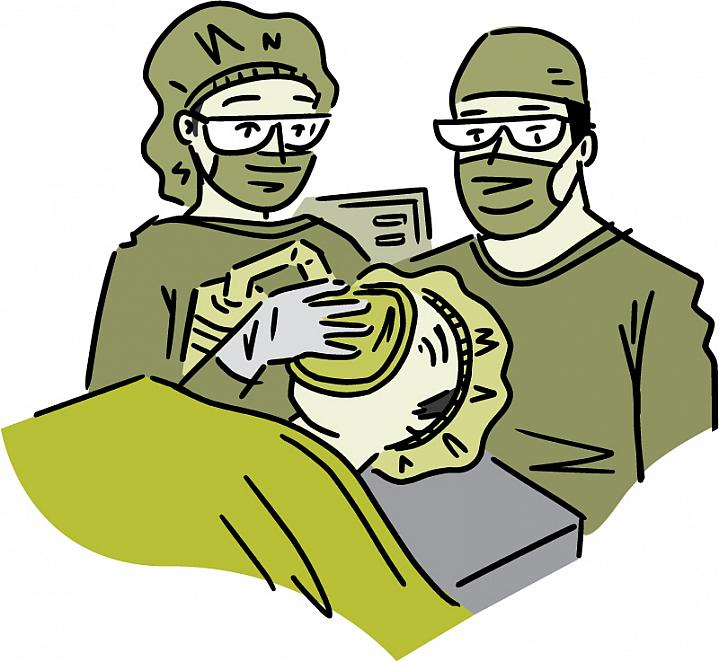 Illustration of a patient receiving anesthesia in the operating room.