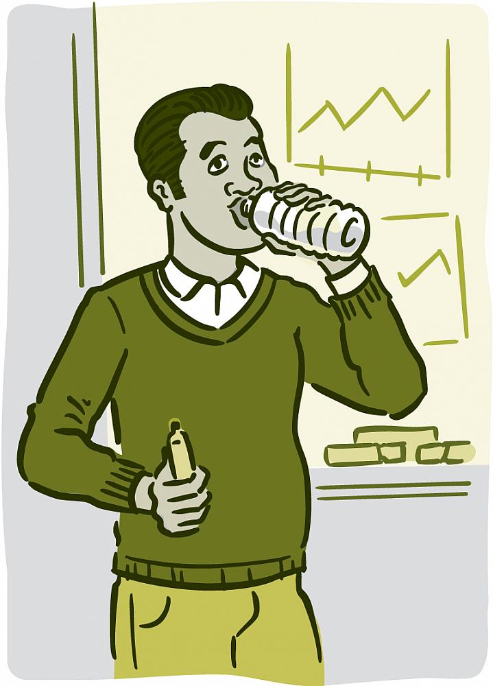 Illustration of a man drinking water.