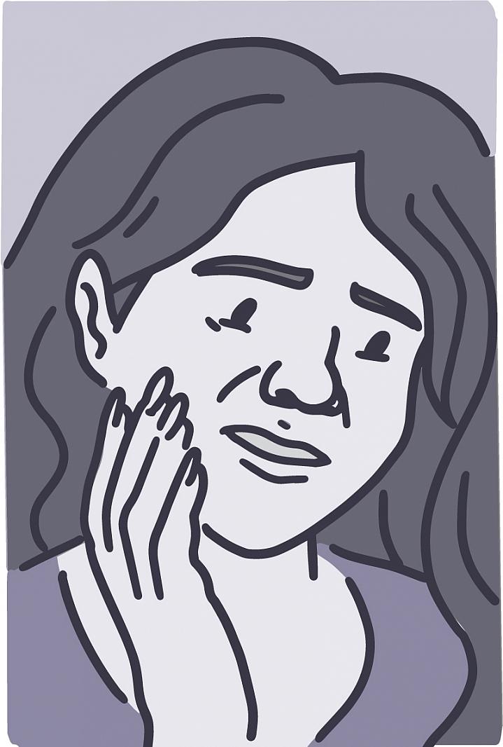 Illustration of a woman holding her jaw in pain