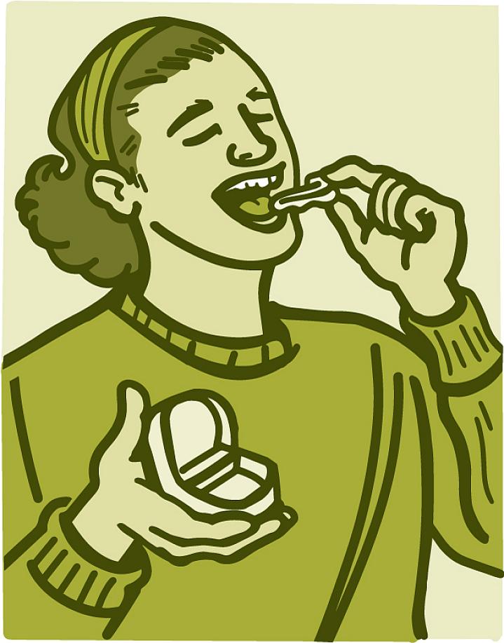 Illustration of a person putting in their mouthguard