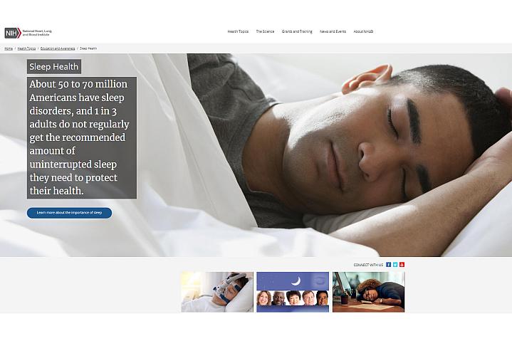 Screenshot of the sleep health website
